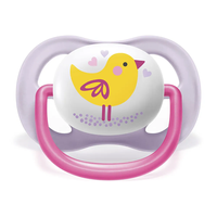 Philips AVENT SCF080/06 Комплект 2 Броя Ортодонтични Залъгалки Ultra Air Animals 0-6м+ Декорация Пингвин и Птица в Кутия за Стерилизиране