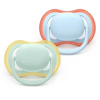 Philips AVENT SCF087/01 Комплект 2 Броя Ортодонтични Силиконови Залъгалки Ultra Air от 0-6м+ Пастелни Едноцветни в Кутия за Стерилизиране