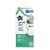 Tommee Tippee Natural Start Стъклено Шише за Хранене  250 ml с Биберон с Бавен Поток 0м+