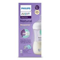 Philips Avent SCY673/81 Шише за Хранене Natural Response 260мл с клапа AirFree и Поток 3.0 с Биберон от 1м+ Слончета