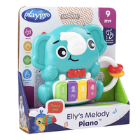 Playgro Elly's Melody Piano Музикална играчка от Забавен Образ на Слонче и Цветни Клавиши с 4 Мелодии и 5 Забавни Звука Удобна Дръжка с Цветна Мъниста