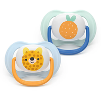 Philips AVENT SCF080/23 Комплект 2 Броя Ортодонтични Залъгалки Ultra Air 0-6м+ Декорация Плодове в кутия за Стерилизиране