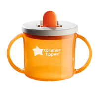 Tommee Tippee Чаша с Дръжки First Cup 4M+ с Твърд Накрайник Оранжева