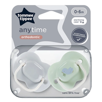 Tommee Tippee Ортодонтични Залъгалки Any Time 0-6М+ 2 Броя Сива и Зелена с Птиче