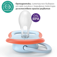 Philips AVENT SCF087/01 Комплект 2 Броя Ортодонтични Силиконови Залъгалки Ultra Air от 0-6м+ Пастелни Едноцветни в Кутия за Стерилизиране