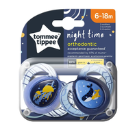 Tommee Tippee ОРТОДОНТИЧНИ ЗАЛЪГАЛКИ - NIGHT 6-18М (2 бр./оп.) МЕДУЗА/КИТ