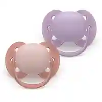 Philips AVENT SCF091/43 Комплект от 2 Броя Ортодонтични Силиконови Залъгалки Пастелни Цветове 6-18м+ в Кутия за Стерилизиране