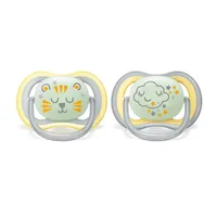 Philips AVENT SCF085/13 Комплект 2 Броя Ортодонтични Залъгалки Ultra Air 18м+ Декорация Лъв и Облак в Кутия за Стерилизиране