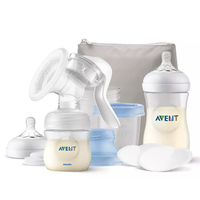 Philips AVENT Natural Motion Комплект Ръчна Помпа за Изцеждане на Кърма с Контейнери VIA и Шишета за Хранене Natural и Несесер