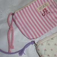 CUSTOM POCKET POUCH IN STRAWBERRY PINSTRIPE