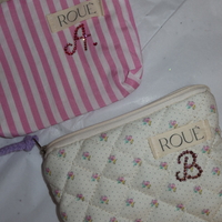 CUSTOM POCKET POUCH IN STRAWBERRY PINSTRIPE