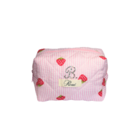 CUSTOM SMALL STRAWBERRY SADDLEBAG TOILETRY BAG