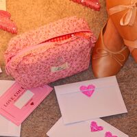 CUSTOM SMALL RUFFLES FLEUR DE COEUR TOILETRY BAG