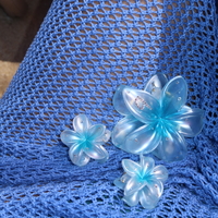 CUSTOM PLUMERIA CLIP set in BLEU PERLE