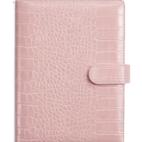 CUSTOM CROCO LEATHER PLANNER IN THE LEXINGTON MARSHMALLOW MILK