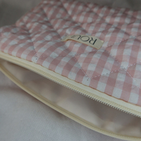 CUSTOM LARGE ROSÉ GINGHAM TOILETRY BAG