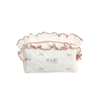 CUSTOM SMALL RUFFLES RUBAN PÊCHE TOILETRY BAG
