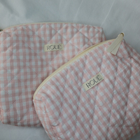 CUSTOM LARGE ROSÉ GINGHAM TOILETRY BAG