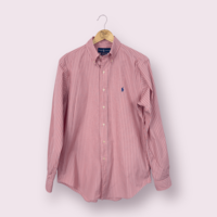 RALPH LAUREN Pink Striped Classic Fit Button-Down Shirt (M)