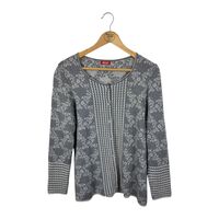 Oleana Women's Silk Wool Floral Cardigan (L)