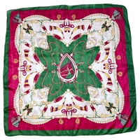 Luxurious scarf made of woven natural silk with horse motifs