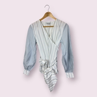 Ganni Striped обвиваща памучна риза (38)