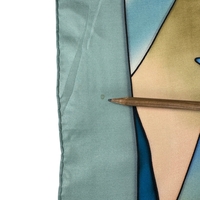 Hand-pleated silk print scarf