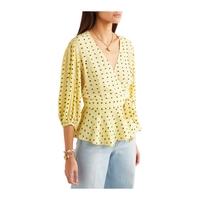 Ganni Printed Crepe Wrap Blouse (38)