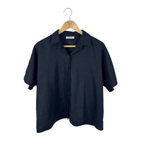 Cos Short-sleeved Linen Shirt - black (L/XL)