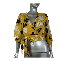 BCBG MAX AZRIA Floral Print Wrap Blouse (S)