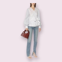 Ganni Striped обвиваща памучна риза (38)