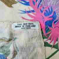 Handmade floral print silk scarf 89x89 cm