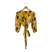 BCBG MAX AZRIA Floral Print Wrap Blouse (S)