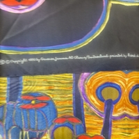 Vintage Hundertwasser Attention Grass Art копринен шал 110x116