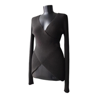 Wolford Front Wrap Style Ribbed Merino Wool Pullover (M)