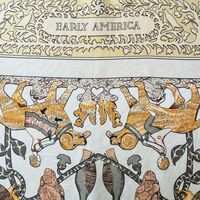 Vintage Hermès Paris Early America копринен шал