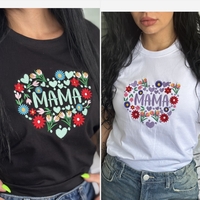 Тениска с бродерия „МАМА”