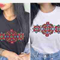 Тениска с българска шевица „Родова розета“