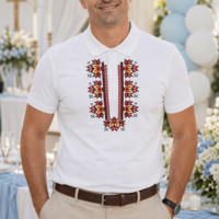 Мъжка поло тениска с бродерия „Пламък“