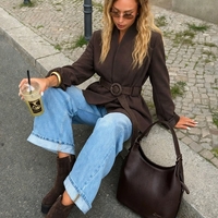 Women's elegant ankle boots / Genuine leather / 720-29 / Brown