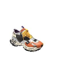 Women's sneakers / genuine leather / orange + gray / 736-21