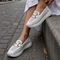 Women's moccasins / loafers / genuine leather / 72-98/white / anatomical insole
