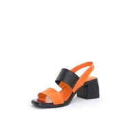 Women's elegant sandal / natural leather / orange / 77052