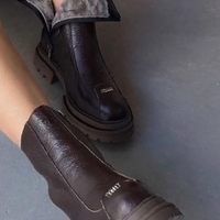 Women's boots with lamb's wool/genuine leather/79-28/brown/