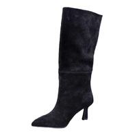 Women's elegant boots / genuine leather / suede / black / 714-53