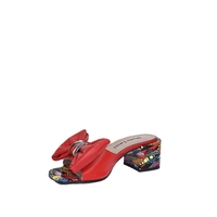 Women's elegant slippers / natural  leather / red /710-39