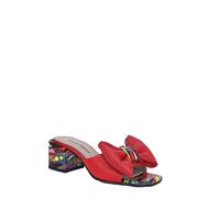 Women's elegant slippers / natural  leather / red /710-39