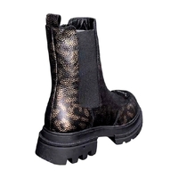 Women's Chelsea boot / genuine leather / 79-08 / black & gold with print