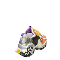 Women's sneakers / genuine leather / orange + gray / 736-21