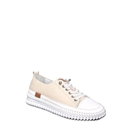 Дамски кец/сникърс/естествена кожа/7120/бяло+бежаво/анатомична стелка